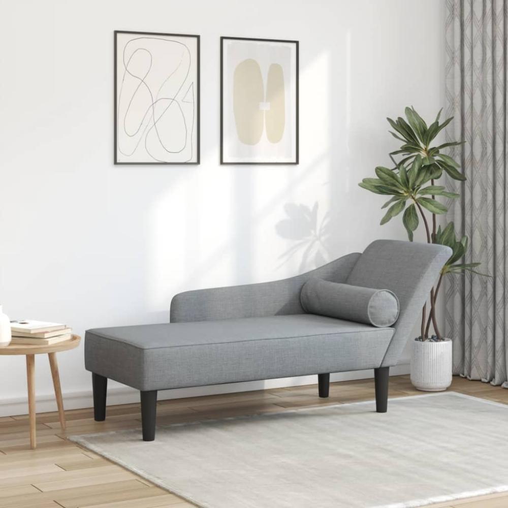 vidaXL Chaiselongue mit Kissen Hellgrau Stoff Bild 1