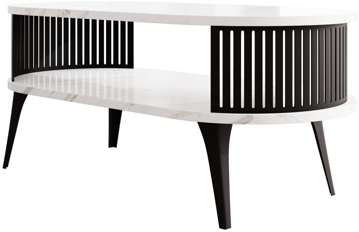 Couchtisch Rajkon Oval (Farbe: Schwarz / Bianco Marmor) Bild 1