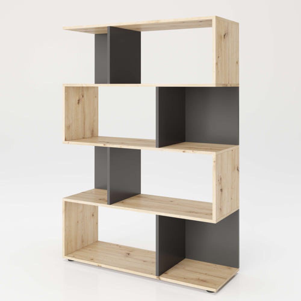 Shelfy - Bücherregal, Büroregal, Raumteiler mit 8 Fächern, asymmetrische Aufteil Bild 1