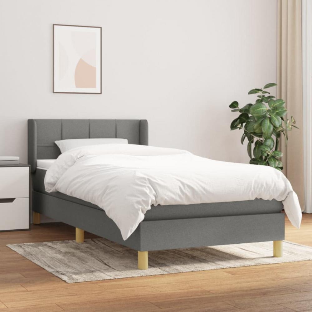 Boxspringbett mit Matratze Stoff Dunkelgrau 90 x 200 cm Bild 1