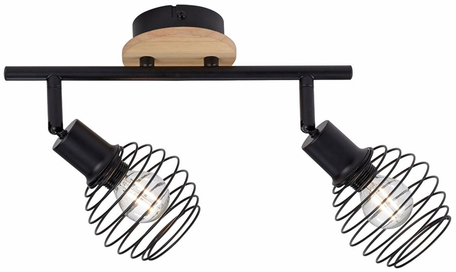 Deckenleuchte, schwarz, Holzoptik, Spots beweglich, L 50 cm Bild 1