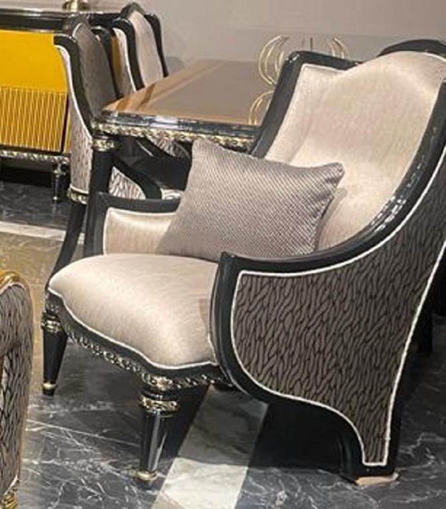 Casa Padrino Luxus Barock Sessel Gold / Schwarz / Gold - Prunkvoller Wohnzimmer Sessel - Barockstil Wohnzimmer Möbel - Luxus Möbel im Barockstil - Barock Einrichtung - Edel & Prunkvoll Bild 1