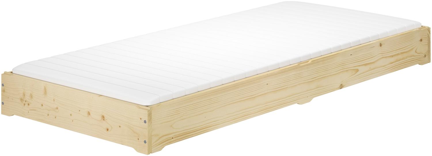 Funktionsbett Bettrahmen Fichte 80x200 Gästebett Bodenbett mit wählbarem Zubehör V-60.69-08Rollrost und Matratze inkl. Bild 1