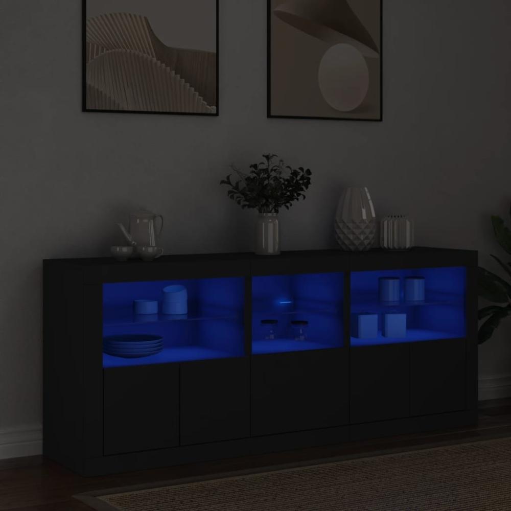 vidaXL Sideboard mit LED-Leuchten Schwarz 162x37x67 cm 3208996 Bild 1