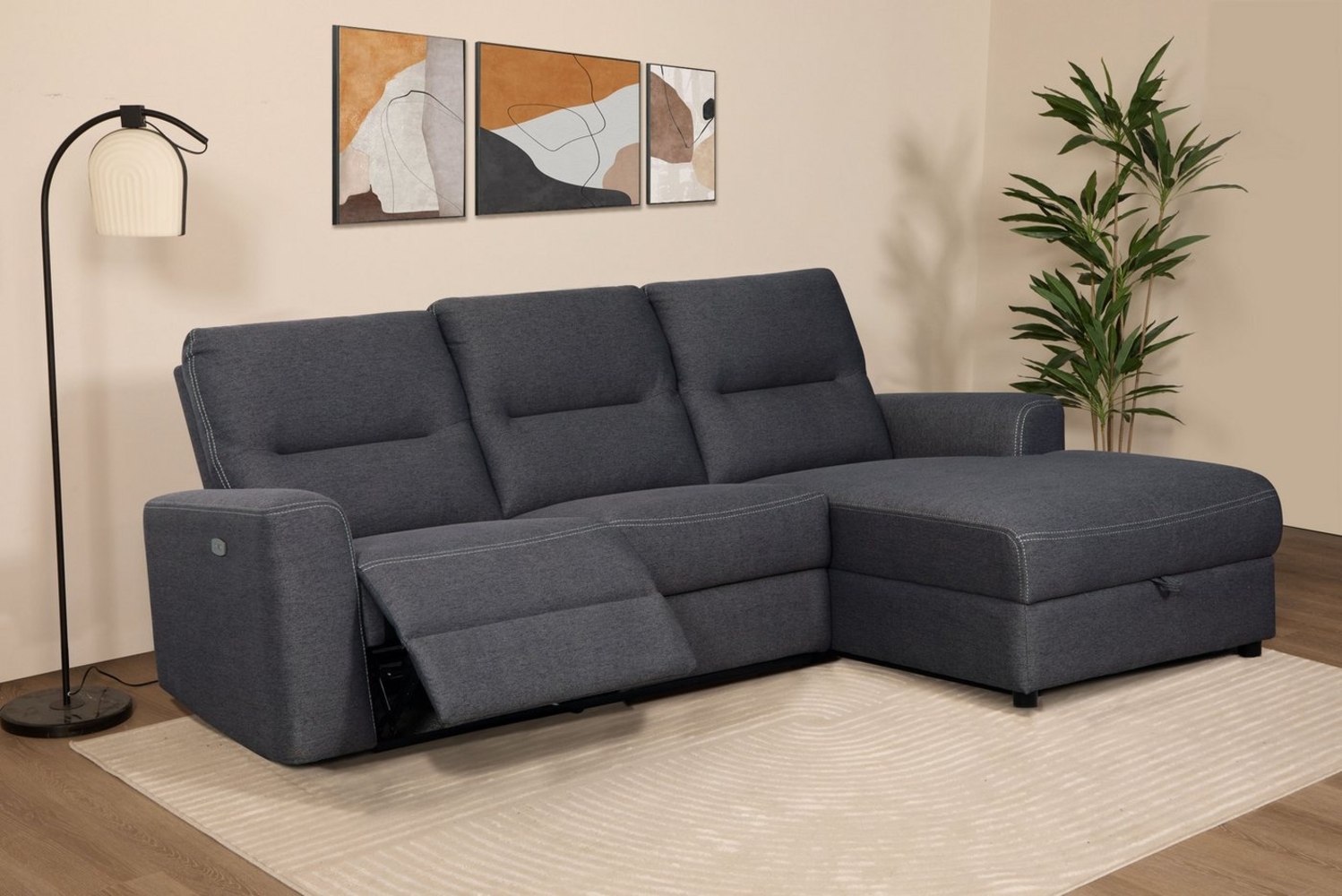 Home affaire Ecksofa VENOIR, L-Form, 250 cm, manuelle u. elektrische Funktion (m. USB A/C), Stauraum unter der Recamiere, 2. Staufach, Federkern Bild 1