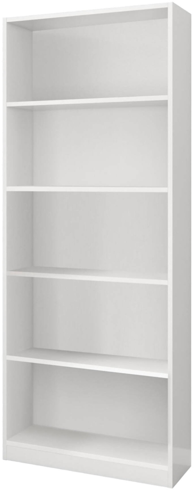 Dmora Abla Bücherregal, Lineares Bücherregal mit 4 Regalen, Büro- oder Schlafzimmerregal, Modernes Bücherregal, 80x28h201 cm, Weiß Bild 1