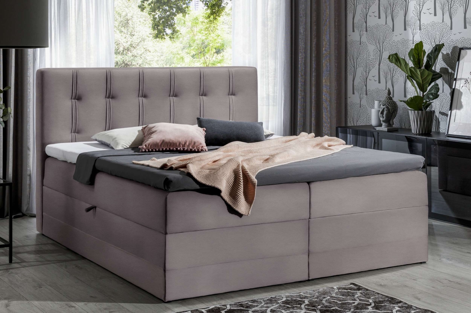 99rooms Hugo Boxspringbett Kunstleder SOFT 120x200 cm Grau Bild 1