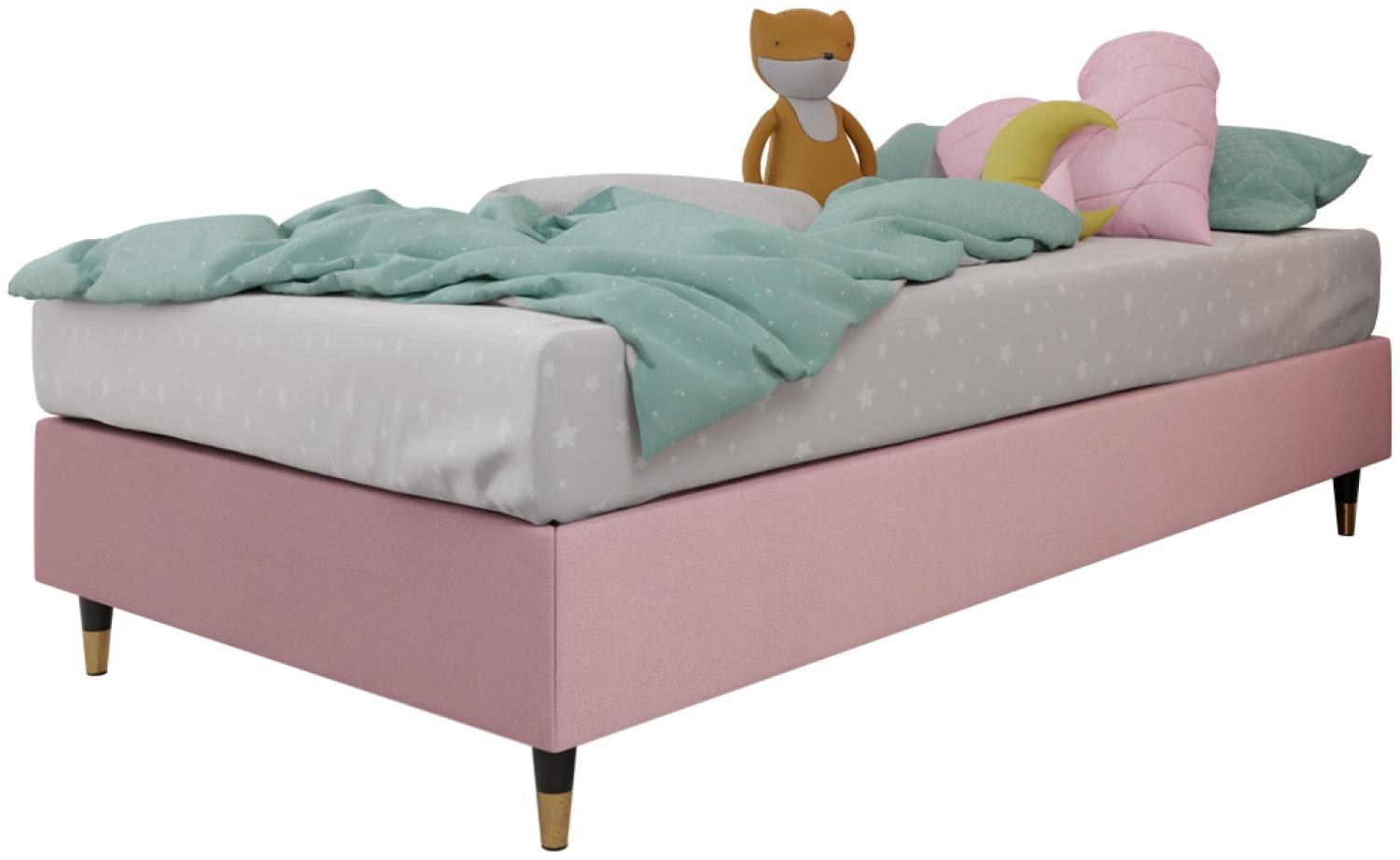 Boxspringbett Sauro Gold für Wandpaneel, Rosa, 80 x 200 cm Bild 1