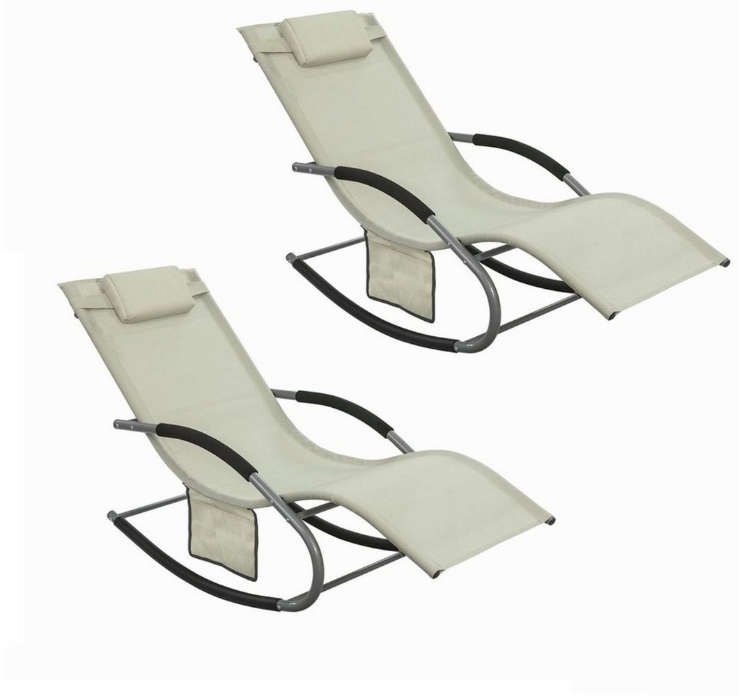 SoBuy Gartenliege OGS28x2, 2-er Set Swingliege Schaukelliege Sonnenliege Liegestuhl mit Tasche Bild 1