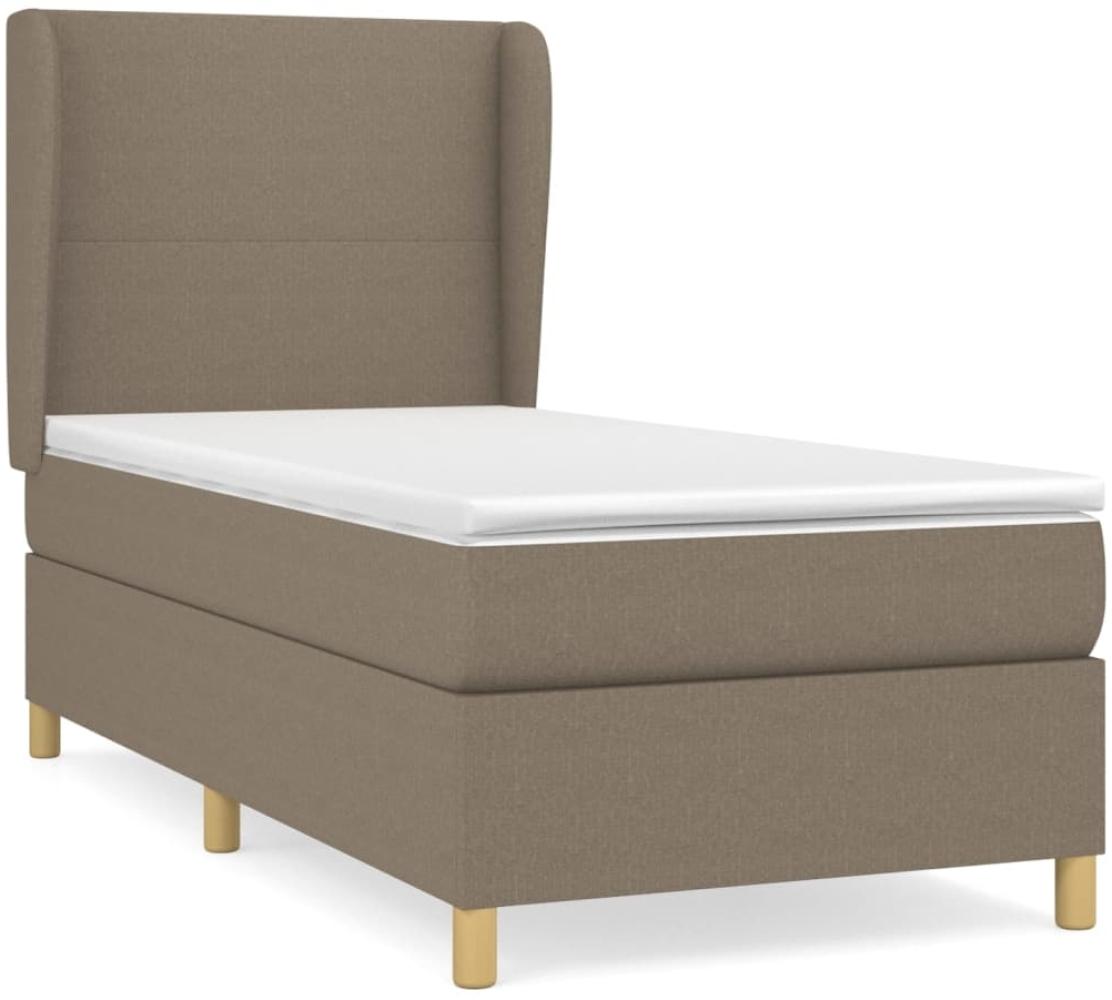 vidaXL Boxspringbett mit Matratze Taupe 90x200 cm Stoff 3128337 Bild 1