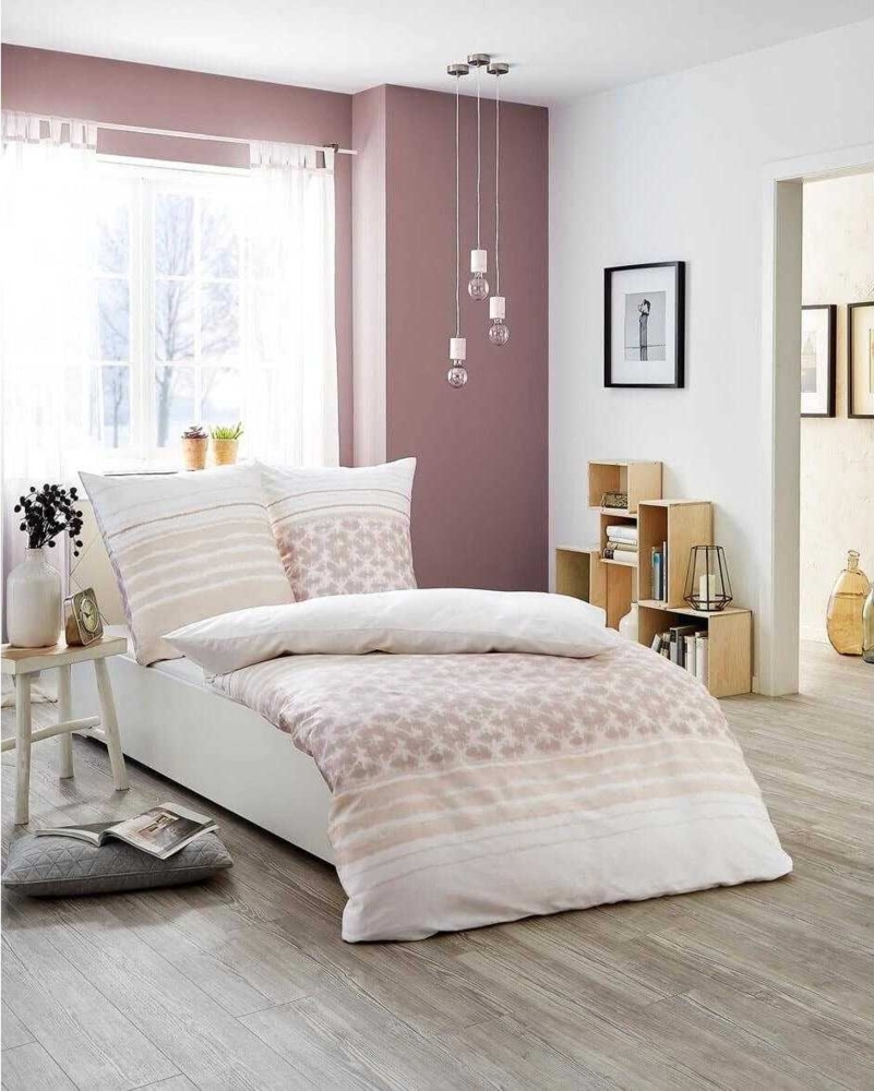 Kaeppel Satin Bettwäsche Shades Punkte Streifen Beige Creme Creme 135x200 cm + 80x80 cm Bild 1