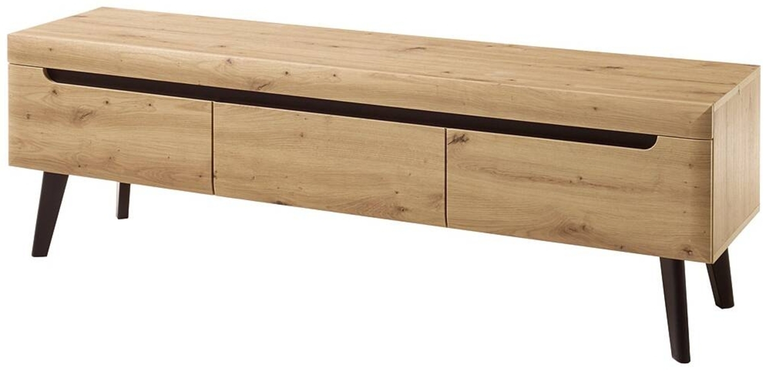 TV Lowboard 160cm im skandinavischen Design TIROL-61 Eiche Artisan mit schwarz, B/H/T ca. 160/50/40cm Bild 1