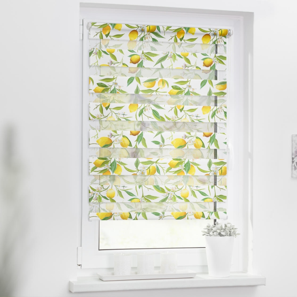 Lichtblick Sonnenschutzsysteme GmbH Doppelrollo mit Motiv Limone 90 cm x 150 cm (BxL) Limone. 408 verschiedene Motive; Klemm- und schraubbar; Lichtdurchlässig und blickdicht Bild 1