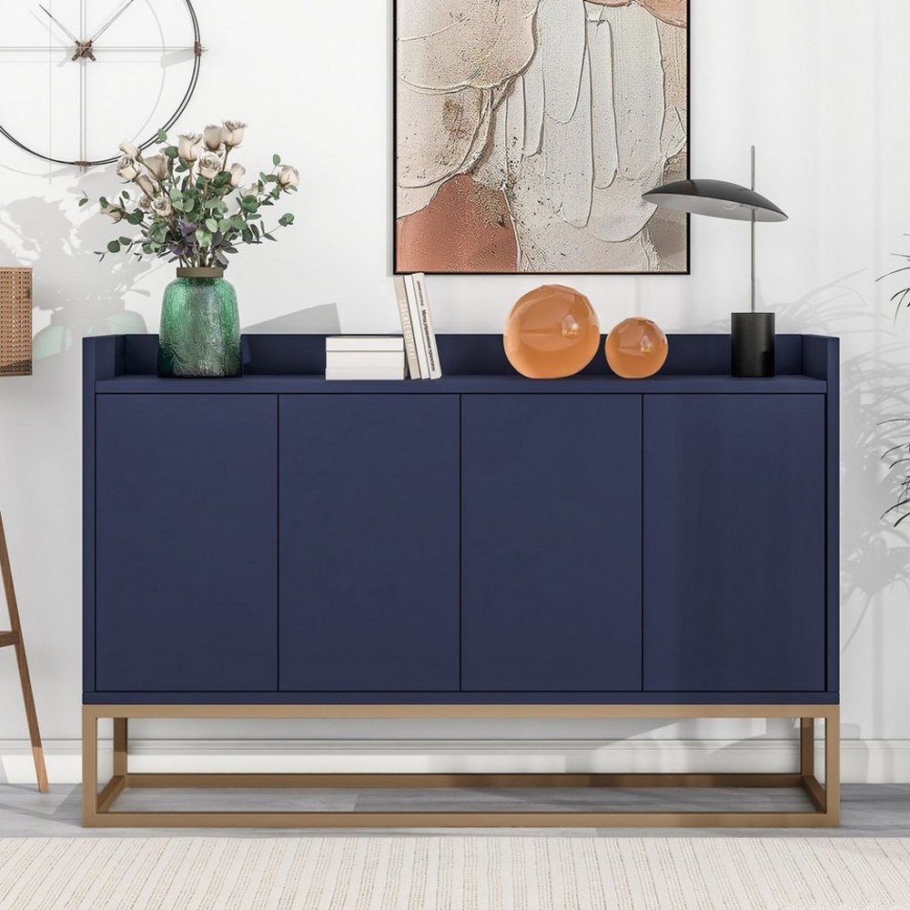 IDEASY Buffet Aufbewahrungsschrank, Sideboard mit 4 Türen, (verstellbaren Regalen mit Metallsockel für Eingangsbereich) Wohnzimmer, Büro, Schlafzimmer, Küche Bild 1