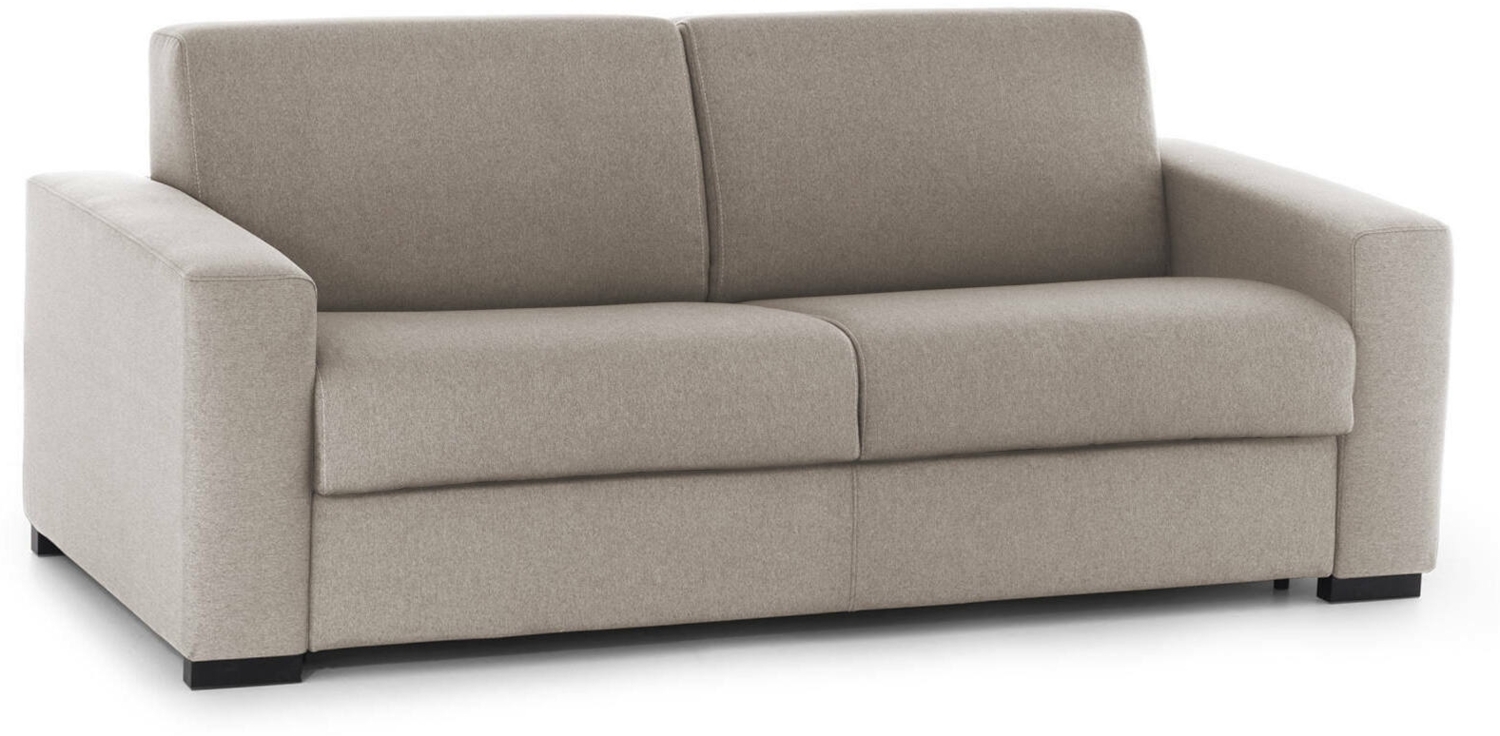 Dmora 2-Sitzer Schlafsofa Alcatraz, Wohnzimmersofa mit drehbarer Öffnung, gepolsterter Stoff, schmale Armlehnen, 100 % Made in Italy, cm 160x95h90, Taupe Bild 1