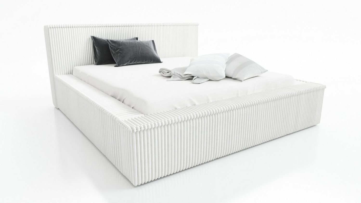 A&J MöbelLand GmbH Polsterbett RIO mit Lattenrost und Bettkasten. (Bett mit Kopfteil. Lattenrost und Bettkasten. Viele Varianten zur Auswahl – wählen Sie Größe und Farbe!, TOP ANGEBOT), Länge: 220 cm Höhe Kopfteil: 100 cm Bild 1