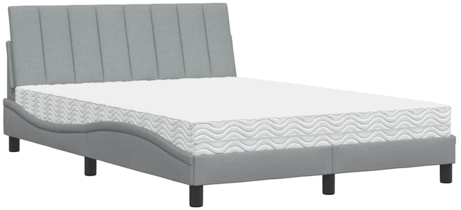 vidaXL Bett mit Matratze "Hanko" Hellgrau 120x200 cm Stoff 3310517 Bild 1