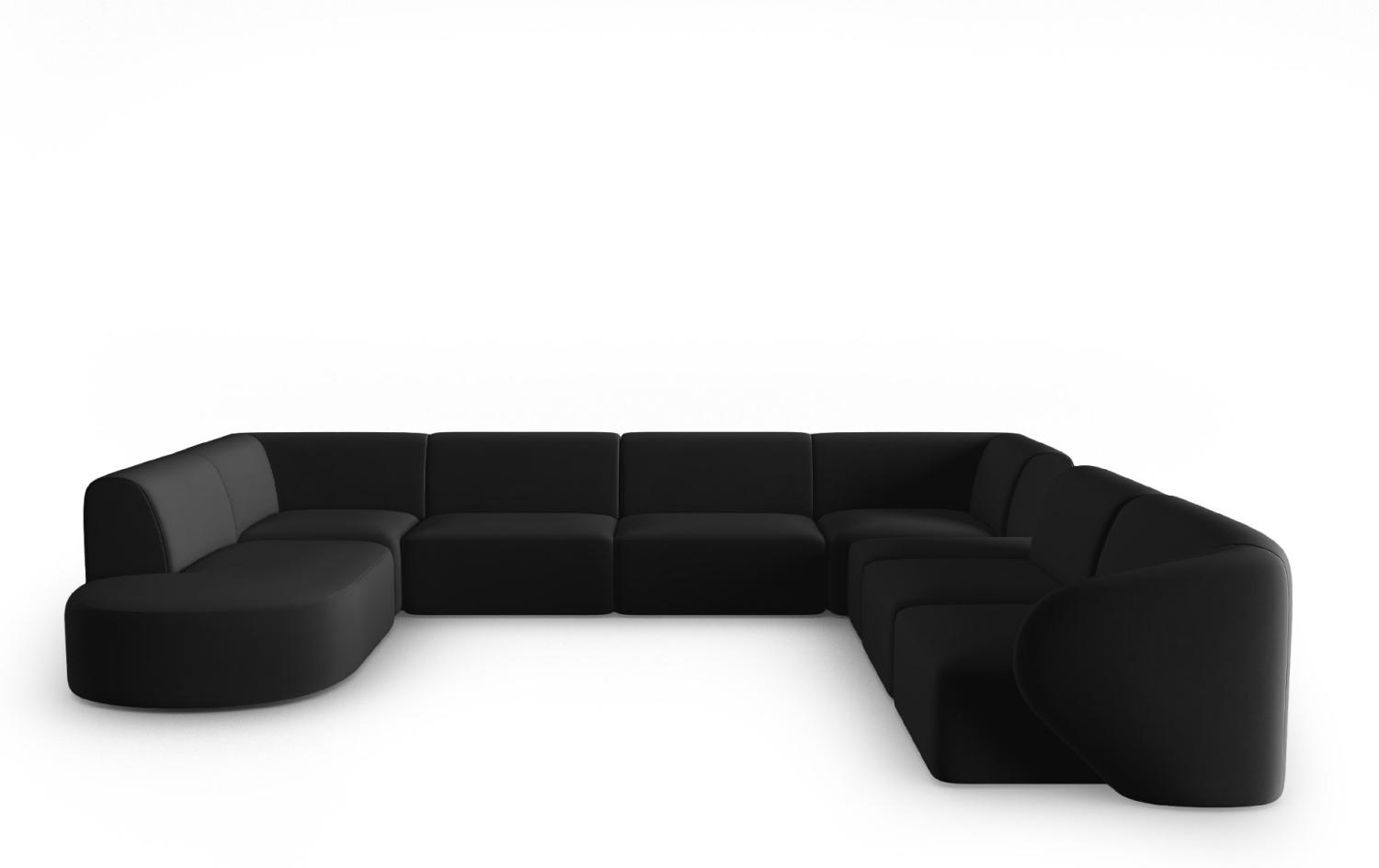 Micadoni Modulares Panorama Ecksofa Shane 8-Sitzer Rechts Samtstoff Schwarz Bild 1