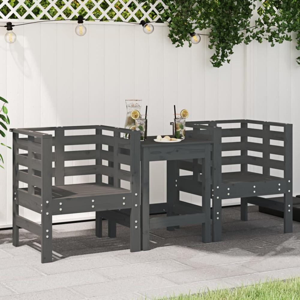 vidaXL Gartenstühle 2 Stk. Grau 61,5x53x71 cm Massivholz Kiefer 825130 Bild 1