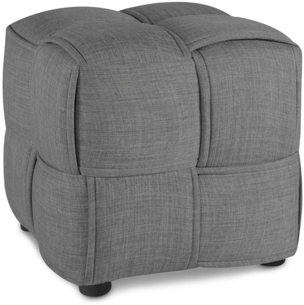 Homestyle4u Sitzhocker, Polyester, grau, 43 x 40 x 43 cm (BxHxT) Bild 1