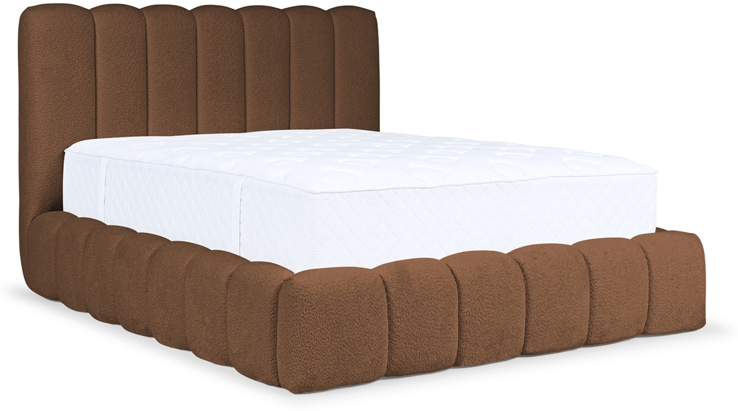 MEBLINI Polsterbett 140x200 mit Lattenrost ohne Matratze - CARLOS - Braun Boucle - Bubble Bett - Cloud Bett - Marshmallow Bed - Kopfteil Bett mit Stauraum Bild 1