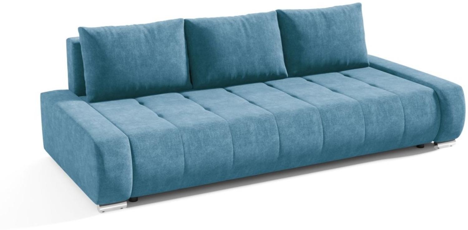 Sofa 3-Sitzer mit Schlaffunktion VOGAR Stoff Aston Lichtblau Bild 1