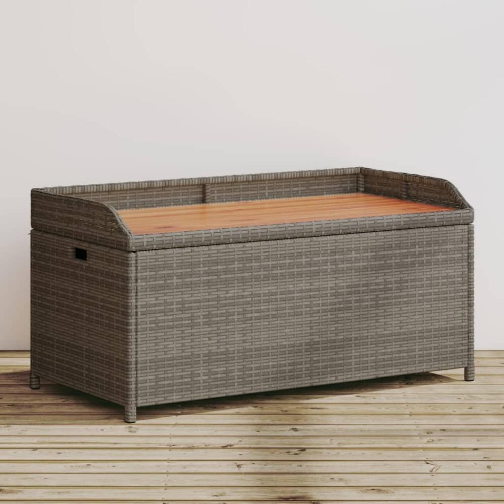 vidaXL Bank mit Stauraum Grau 100x50x52 cm Poly Rattan Akazienholz 365950 Bild 1