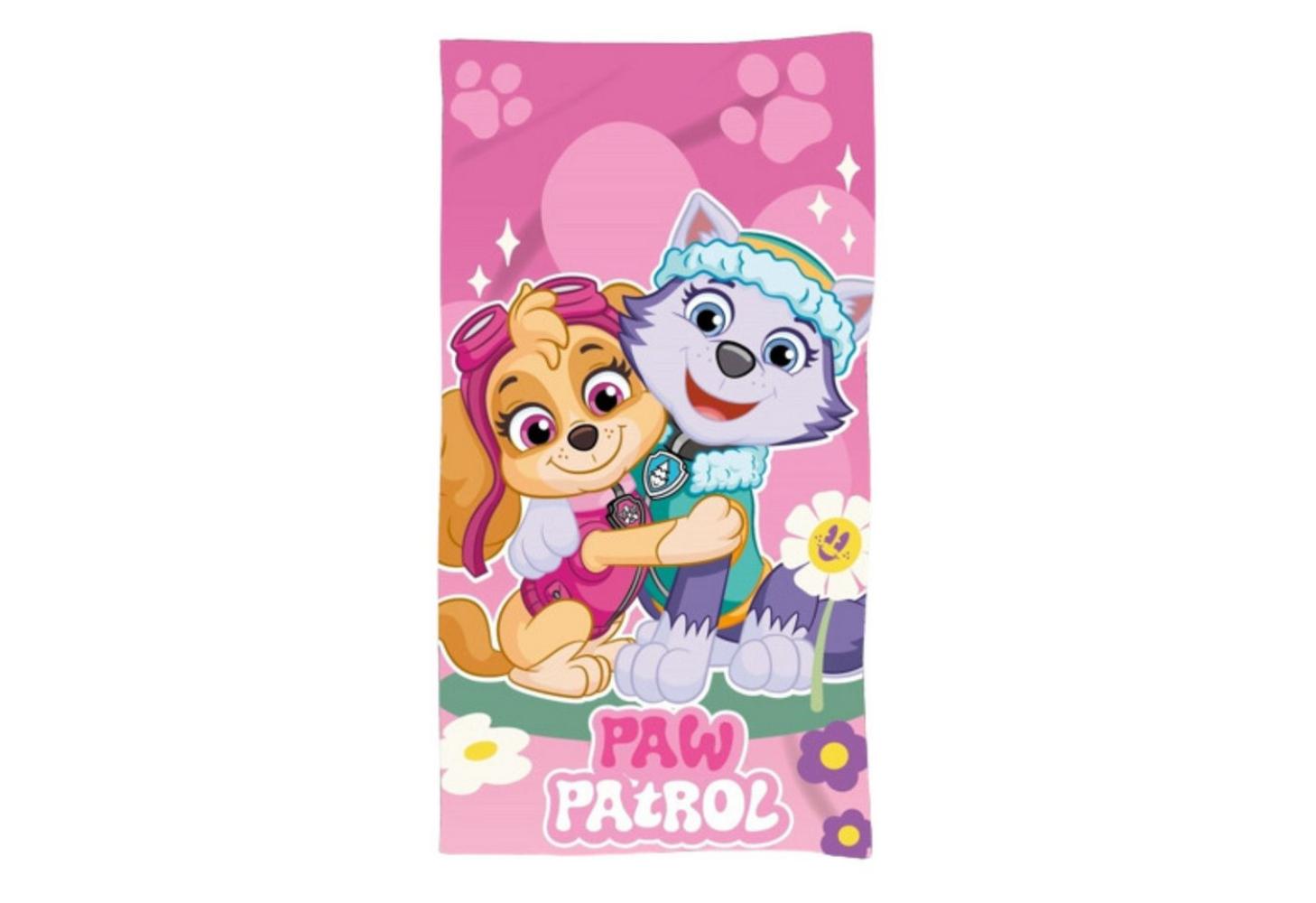 Paw Patrol Strandtuch in Rosa für Kinder aus Microfraser, 70cm x 140cm Bild 1