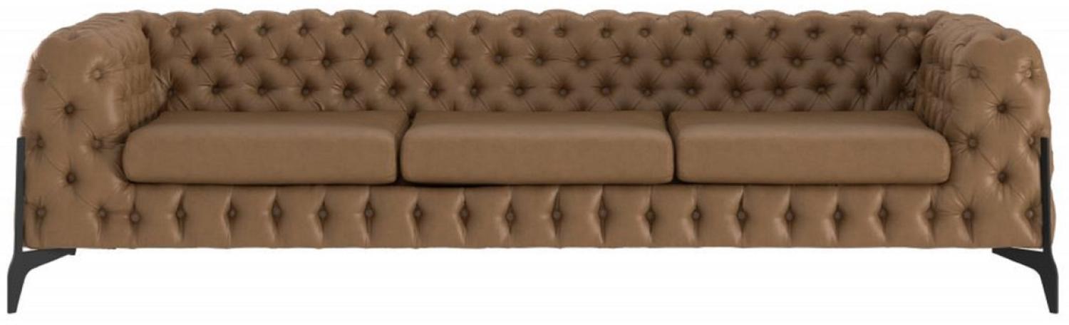 Casa Padrino Luxus Chesterfield Leder Sofa Braun / Schwarz 269x91 x H. 62 cm Bild 1