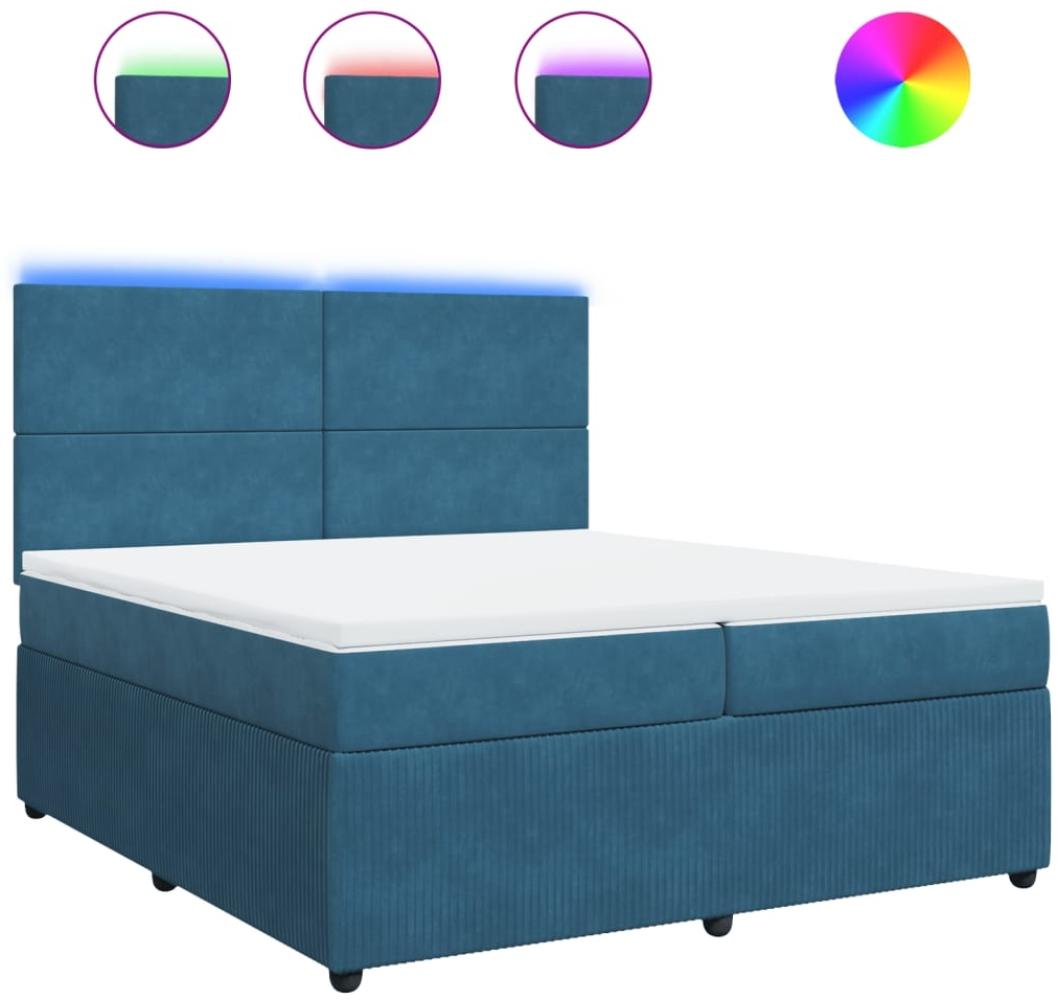 vidaXL Boxspringbett mit Matratze Blau 200x200 cm Samt 3294728 Bild 1