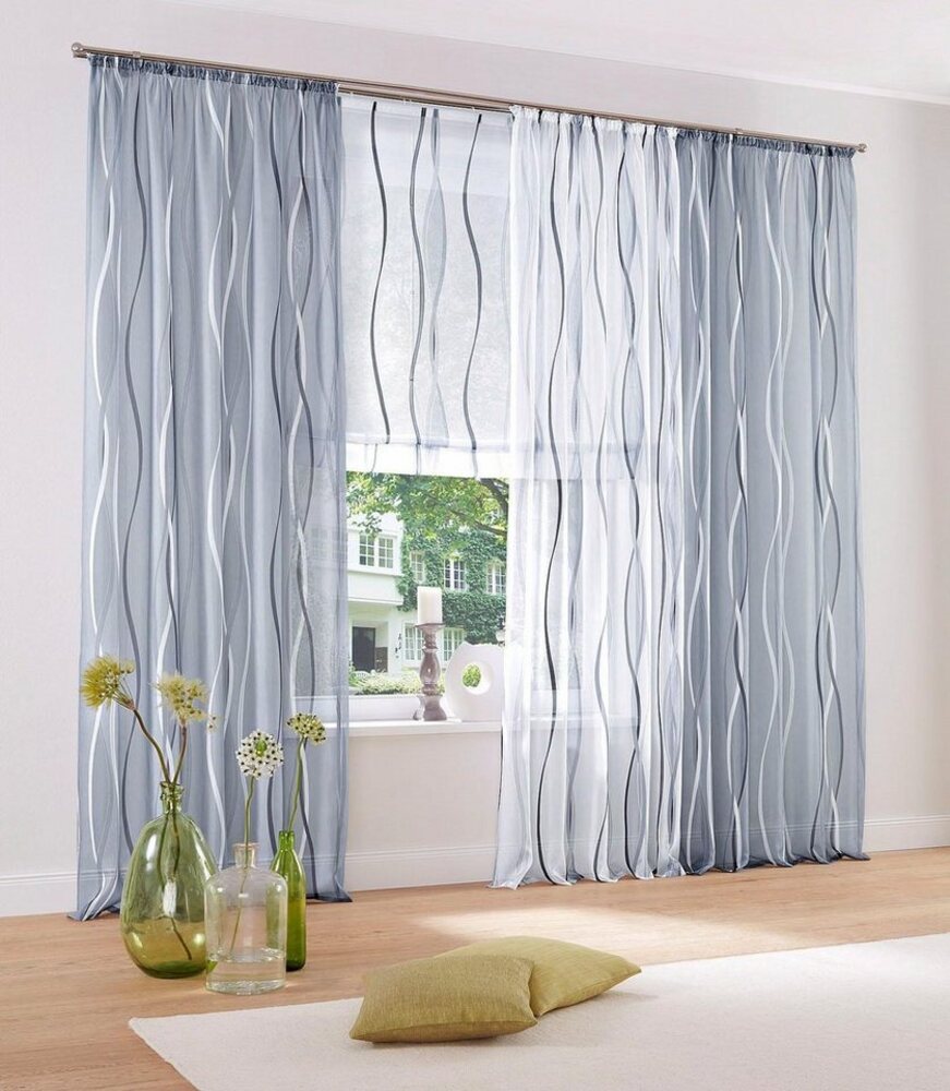 my home Gardine Dimona (2 St), Kräuselband, transparent, Voile, 2er-Set, transparent, Voile, Polyester Bild 1