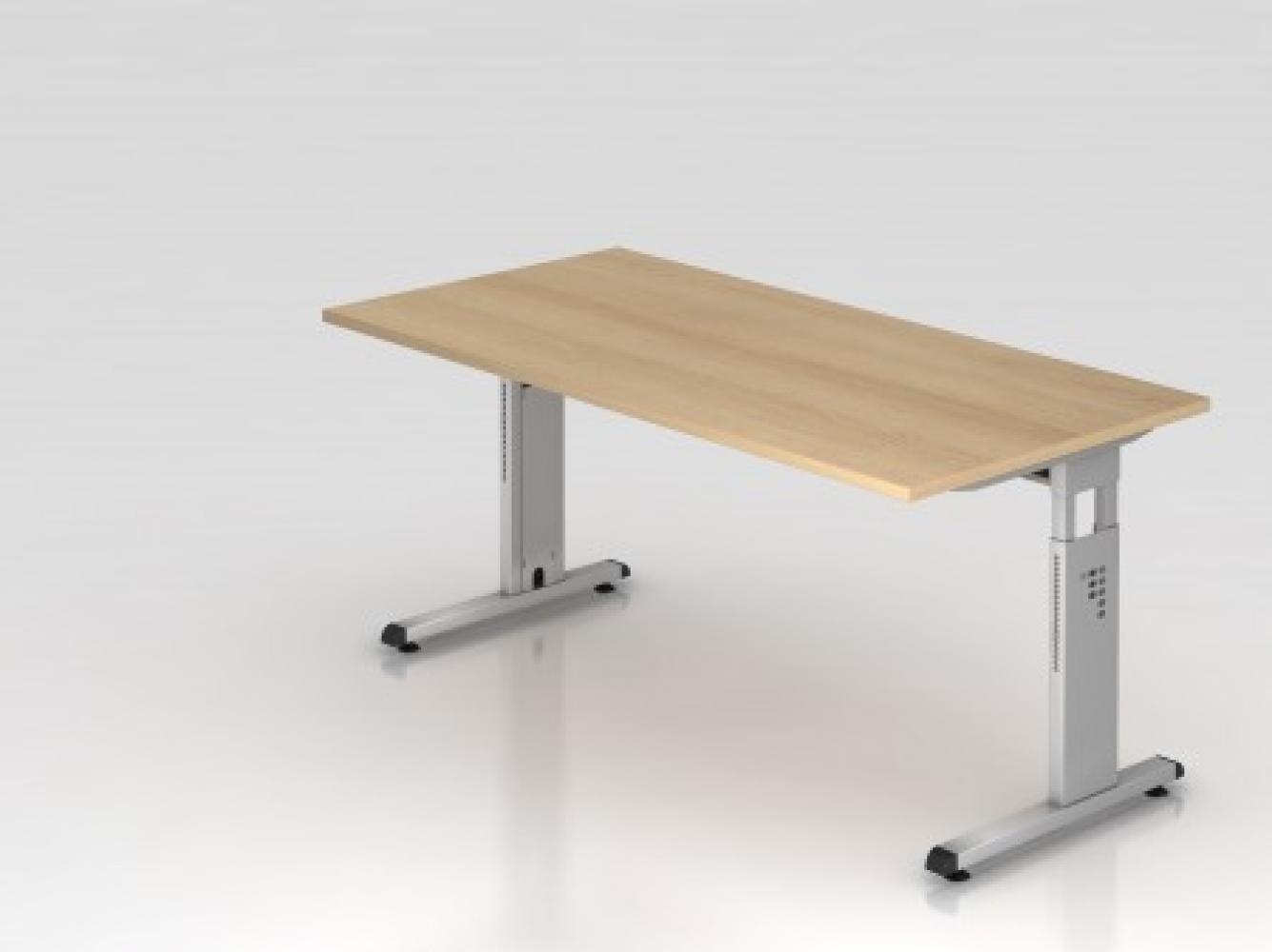 Schreibtisch OS16 C-Fuß 160x80cm Eiche Gestellfarbe: Silber Bild 1