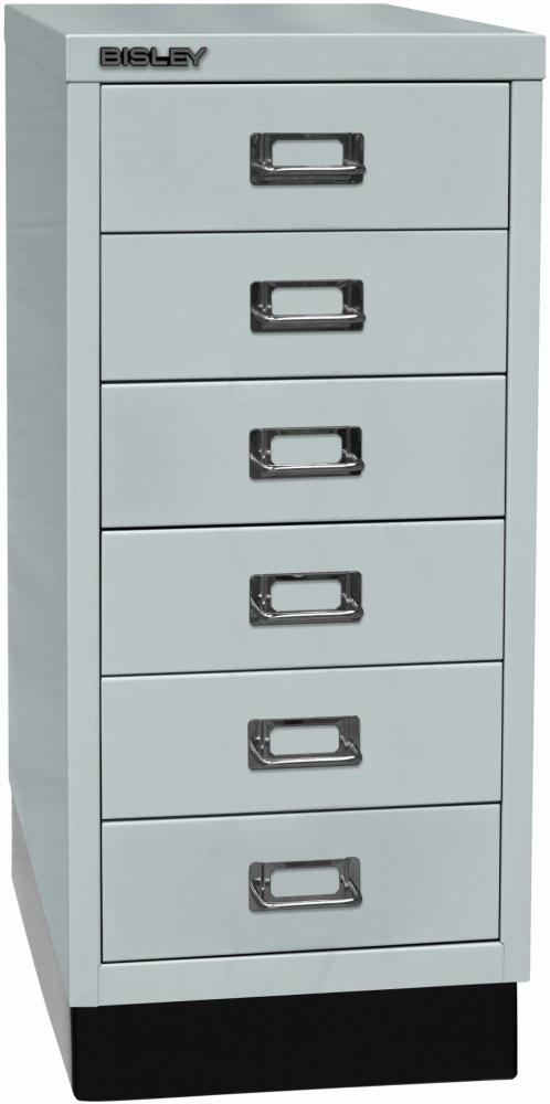 Bisley MultiDrawer™, 29er Serie mit Sockel, DIN A4, 6 Schubladen, Farbe lichtgrau Bild 1