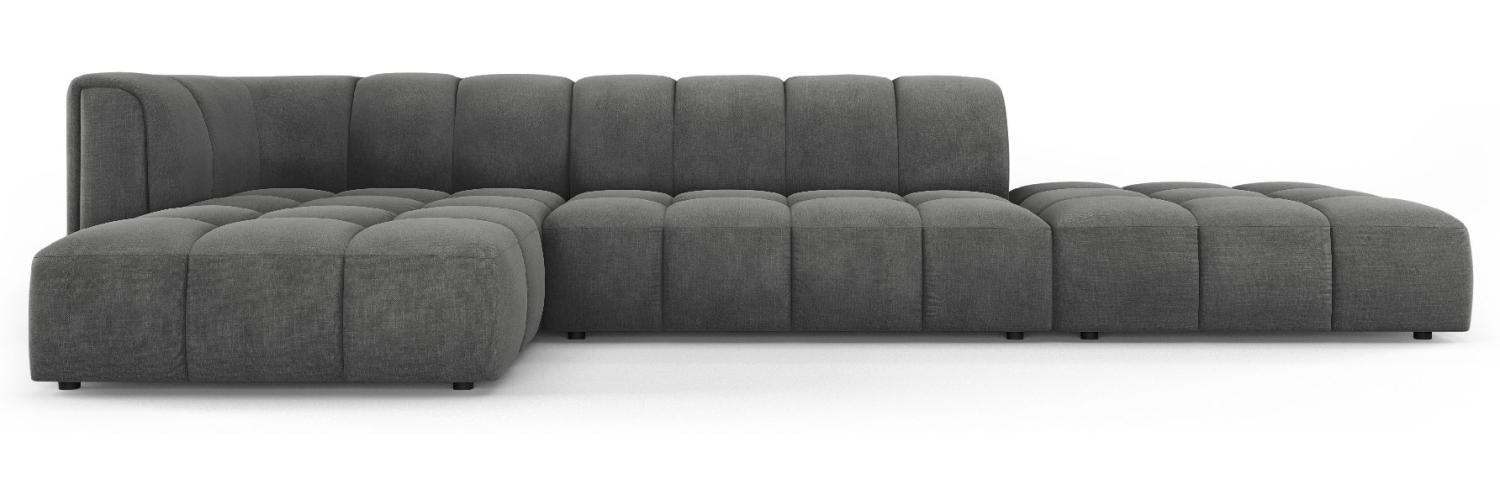 Micadoni Modulares Ecksofa Serena 5-Sitzer offene Seite, Strukturierter Stoff, Dunkelgrau, Links Bild 1