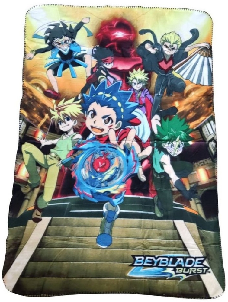 Beyblade Kinderbettdecke Beyblade Burst Fleecedecke Valt, Free, Silas, Cuza, Beyblade Burst Bild 1