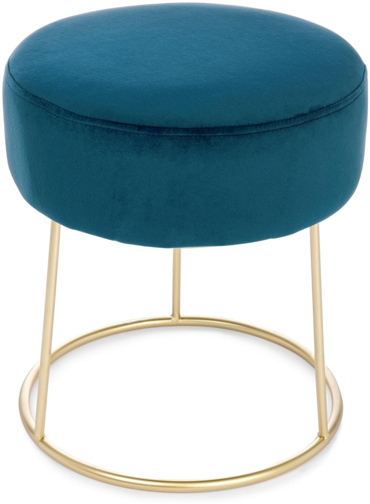 Hocker Clarissa in Samt-Optik, Blau, 35x35x40 cm Bild 1