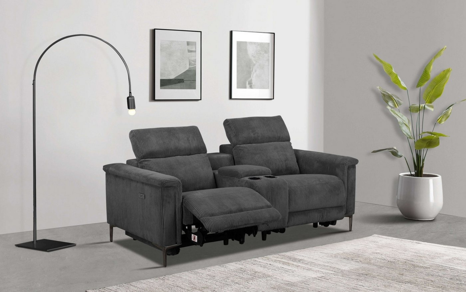 Places of Style 2-Sitzer Lund in Cord, 2er-Kinosofa, TV-Sessel, Multimedia-Sofa, m. elektrischer o. manueller Relaxfunktion, Getränkehalter u. Staufach Bild 1