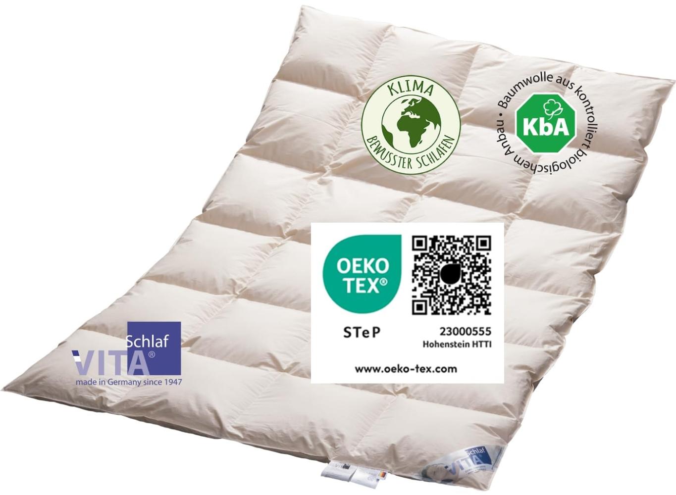 Vitaschlaf® Bio-Luxe-KBA TESTSIEGER Deutsche Gutshofdaune W5 - WARM DAUNENDECKE Organic 100% Nature Daunendecke Deutsche Qualität (200 x 220 cm) Bild 1