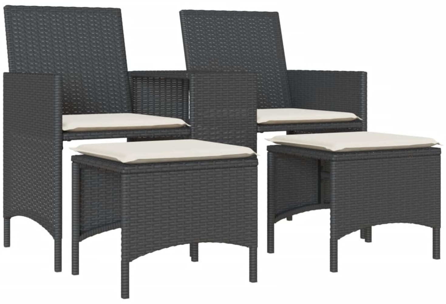 vidaXL Gartensofa 2-Sitzer mit Tisch und Hockern Schwarz Poly Rattan 4003890 Bild 1