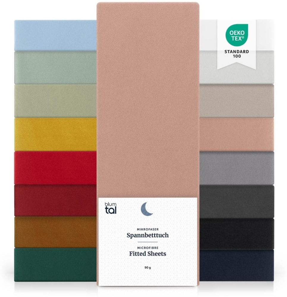 Blumtal® Spannbettlaken Microfaser - Spannbettlaken 90x190 cm - Oekotex zertifizierter Bettbezug in 90x190 cm - Bettlaken für Matratzen in 90x190 cm - Fitted Sheets - Laken 90x190 - Bettbezug - Rosa Bild 1