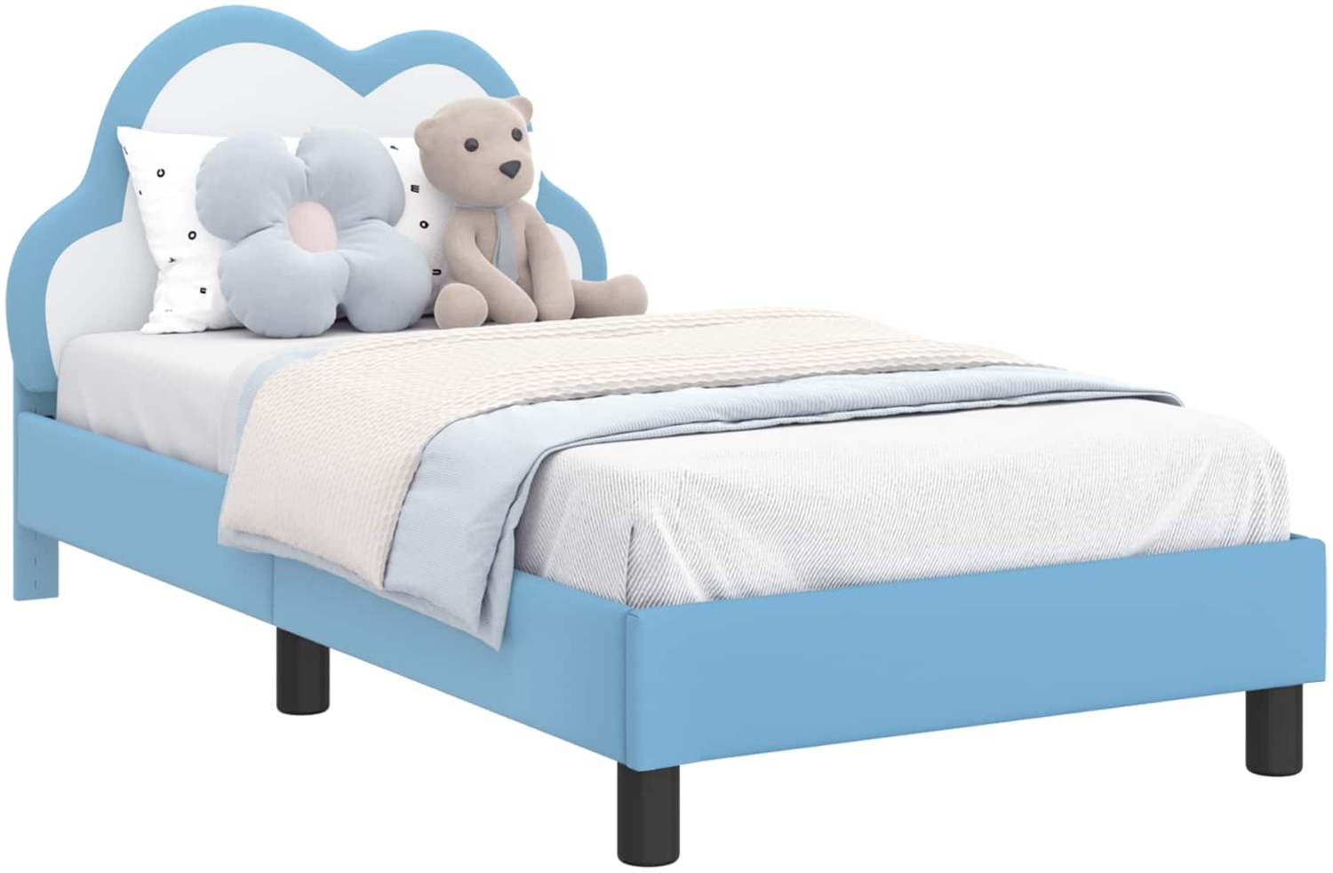vidaXL Kinderbettgestell mit Kopfteil mit Kopfteil Blau 80x160 cm PU 42011174 Bild 1
