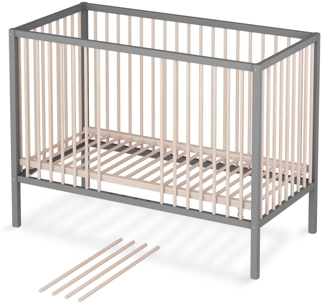 Sämann Babybett Sleepy 60x120 cm, grau/natur Bild 1