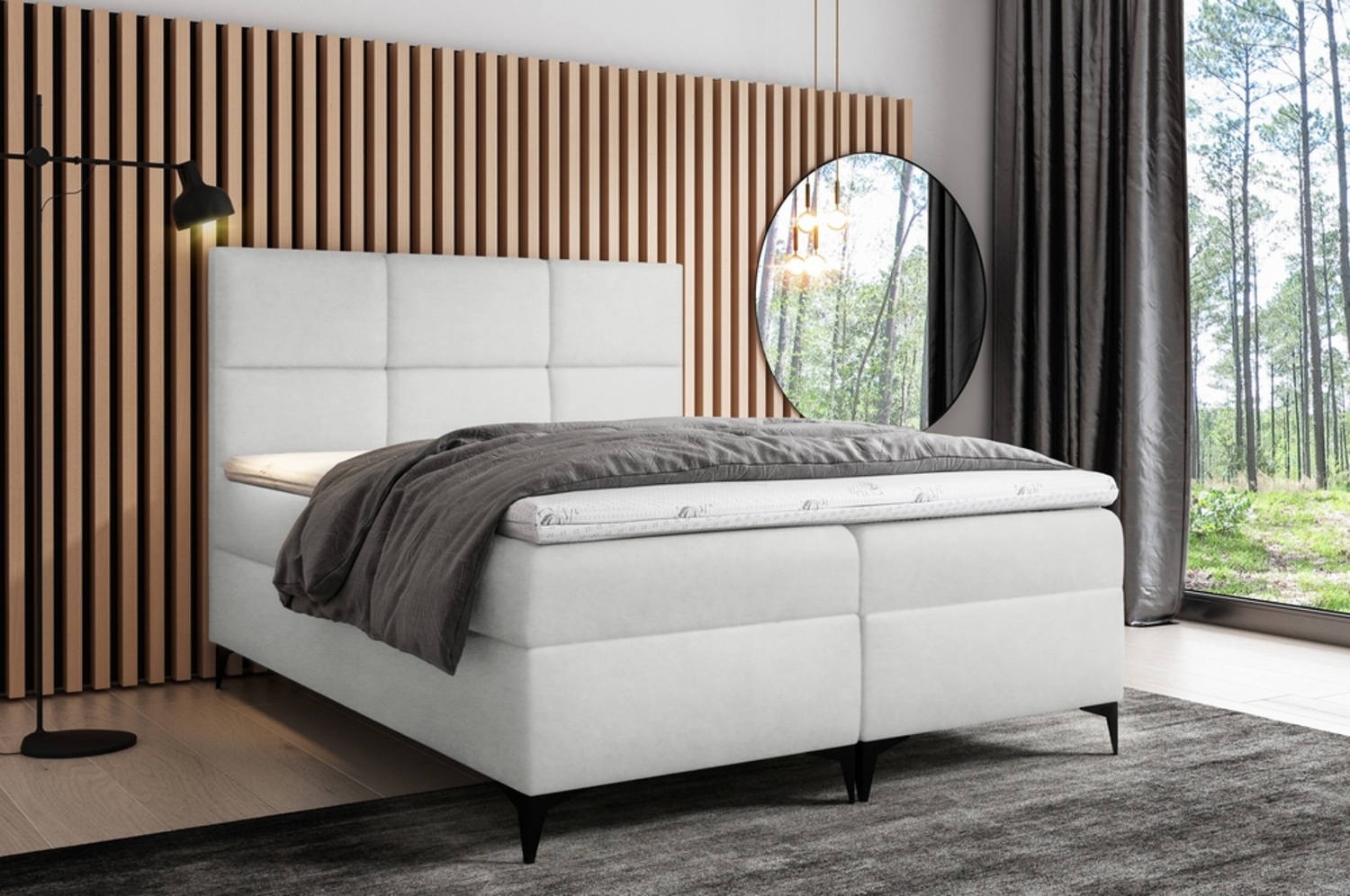 99rooms Ozzy Boxspringbett Kunstleder 200x200 cm Weiß Bild 1