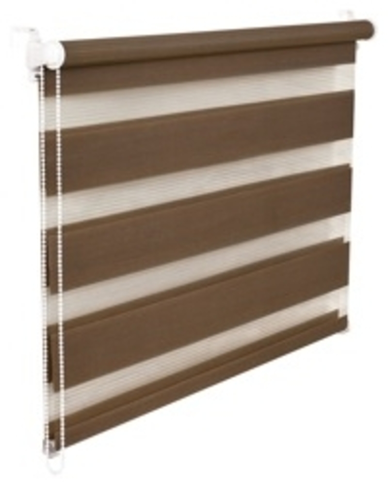 Doppelrollo Duorollo 95 cm breit 200 cm lang hellbraun mocca inkl. Seilzug Fensterrollo Klemmrollo J Bild 1