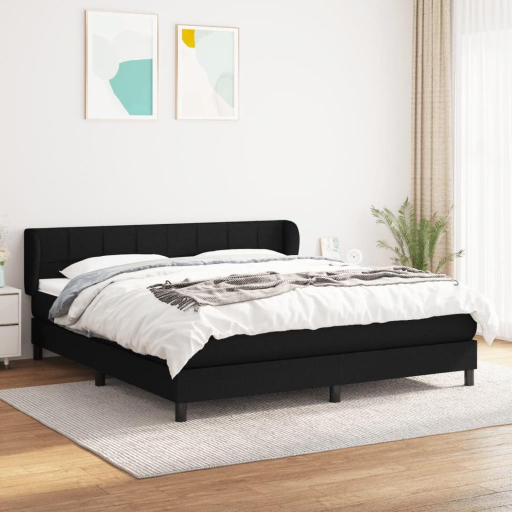 vidaXL Boxspringbett mit Matratze Schwarz 180x200 cm Stoff 3126263 Bild 1