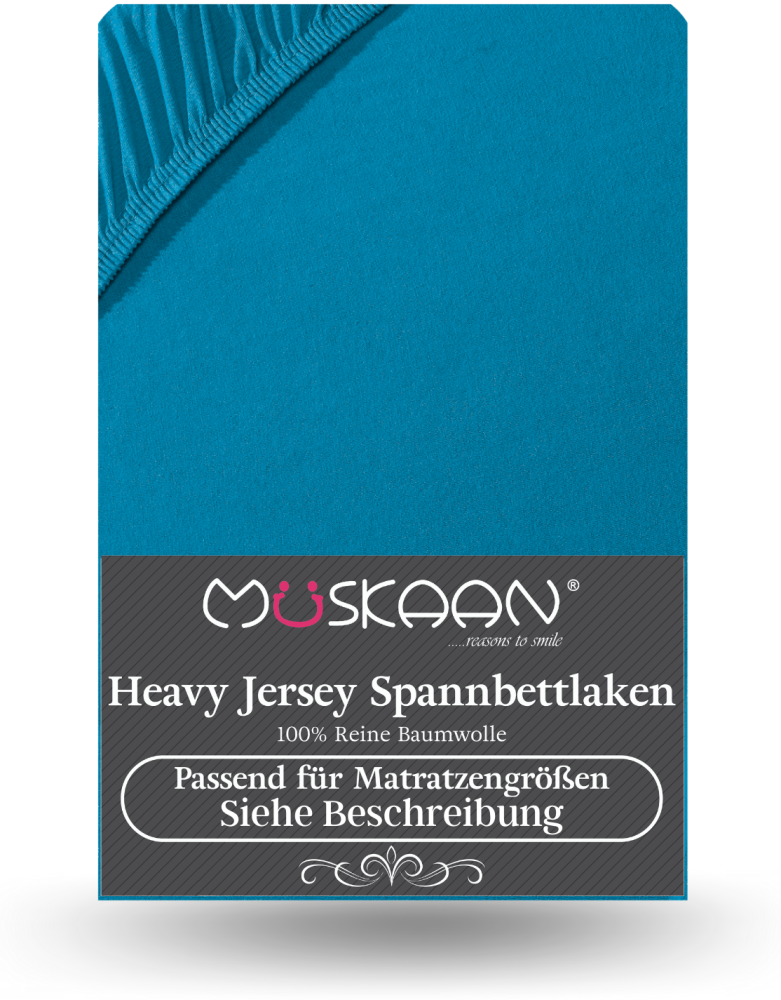 Müskaan - Premium Jersey Spannbettlaken 140x200 cm - 160x220 cm + 40 cm Boxspringbett 160 g/m² petrol Bild 1