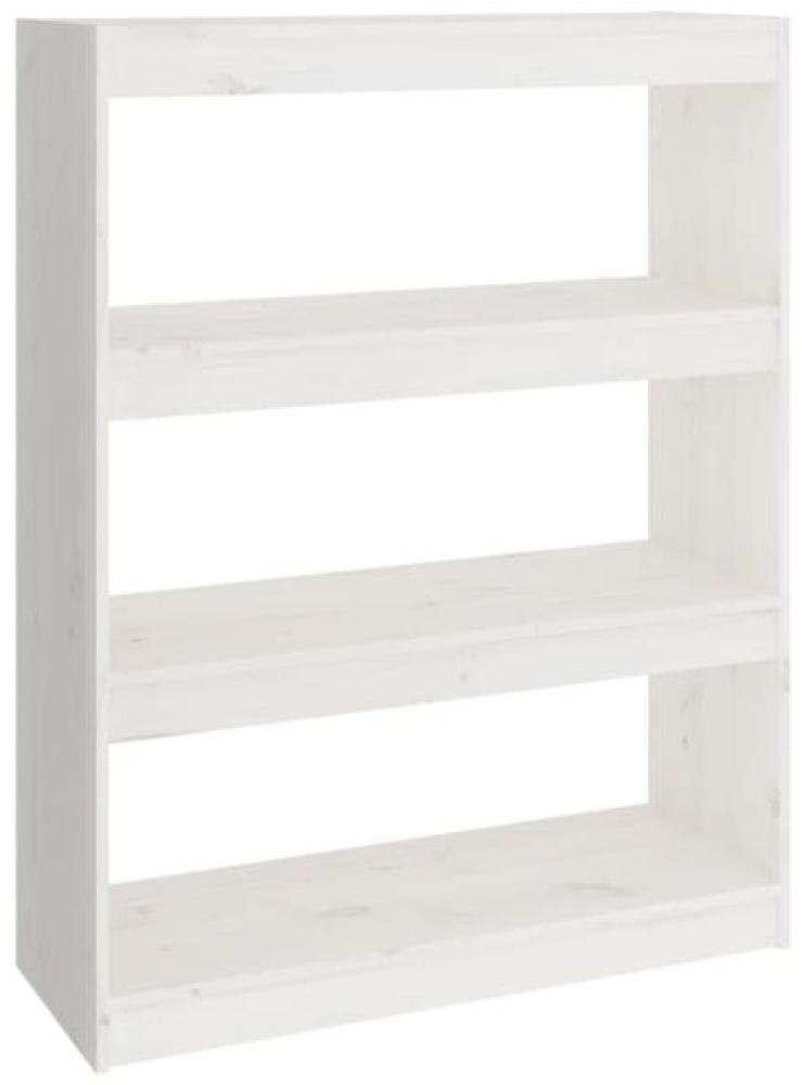 vidaXL Bücherregal/Raumteiler Weiß 80 x 30 x 103,5 cm Massivholz Kiefer 808189 Bild 1