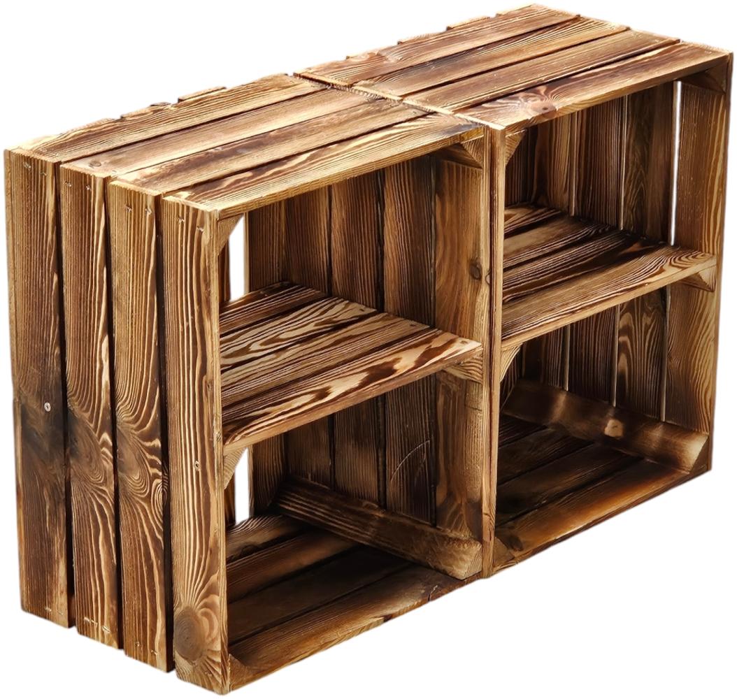 Holzkiste 2er Set Geflammt Ablage kurz 50 x 40 x 30cm Regalkisten Bild 1