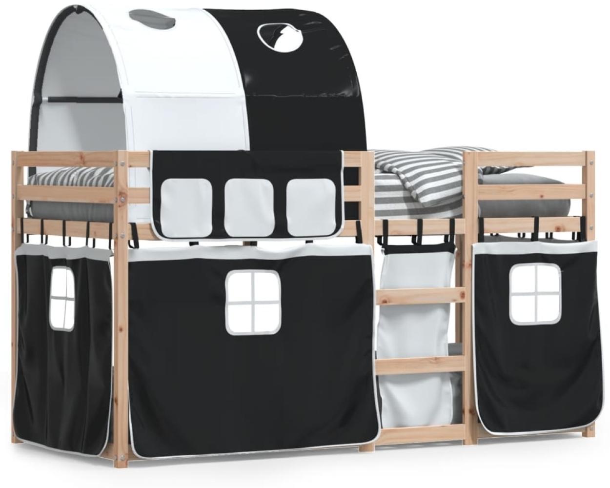 vidaXL Etagenbett mit Vorhängen Weiß & Schwarz 80x200 cm Kiefernholz 3283988 Bild 1