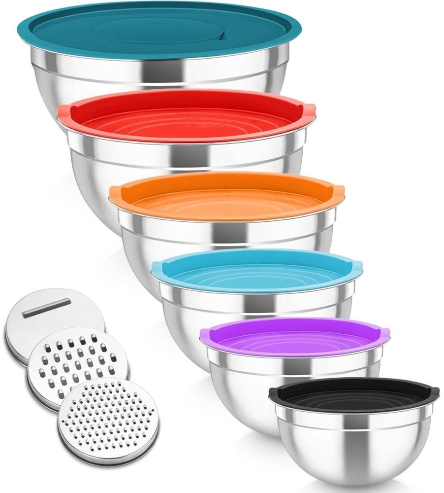 TEAMFAR Rührschüssel Set 6-tlg. Edelstahl Luftdicht Stapelbar Bild 1